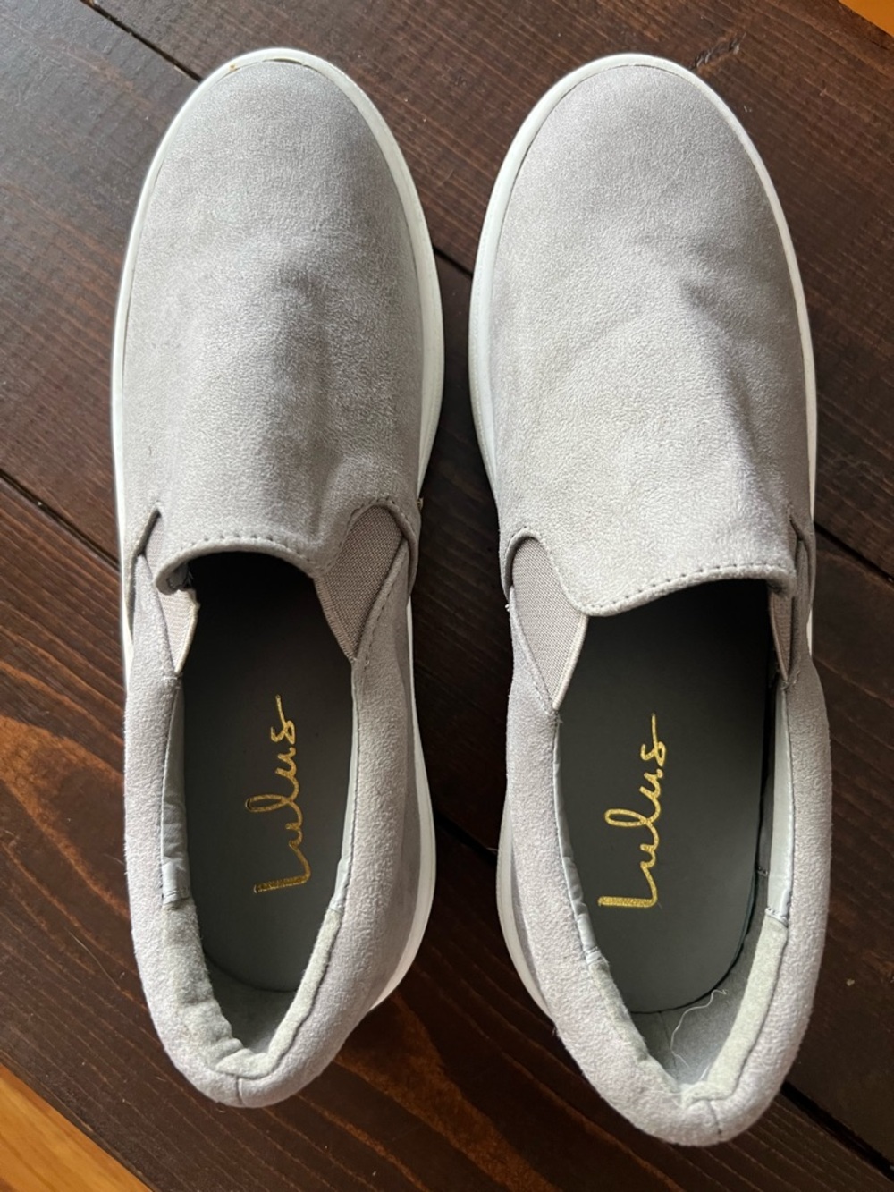 Lulu's Women’s Slip-On Suede Sneakers in Light Gray Size 8
